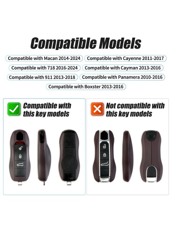 NOSKIN 3PCS Key Shells Fit for Porsche Key Fob Covers Shell,Compatible with Cayenne Panamera 911 718 Macan Boxster Cayman,Bordeaux Red - Image 2