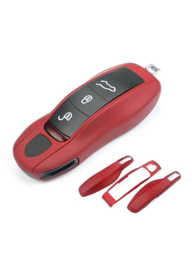 NOSKIN 3PCS Key Shells Fit for Porsche Key Fob Covers Shell,Compatible with Cayenne Panamera 911 718 Macan Boxster Cayman,Bordeaux Red - Image 1