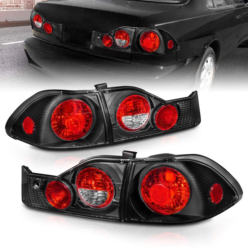AmeriLite 19982000 4 Door Replacement Brake Taillights Black Set For 9800 Honda Accord Passenger and Driver Side