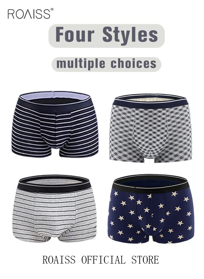roaiss 4 Pack Set Men's 95% Cotton Boxer Shorts Breathable Soft Underwear Summer High Stretch Seamless Underwear  - Image 5