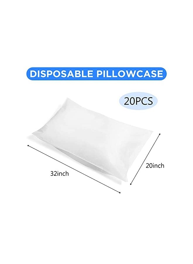 KASTWAVE 20 Pieces Disposable Pillow Cases, 32 x 20 Inches White Pillowfor Hotels Single Use Pillowcase, Disposable Home Bedding Supplies  - Image 2