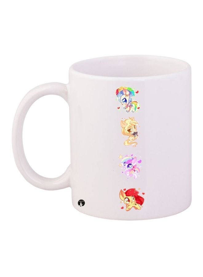 RYN Cartoon Printed Coffee Mug White/Yellow/Red 11ounce