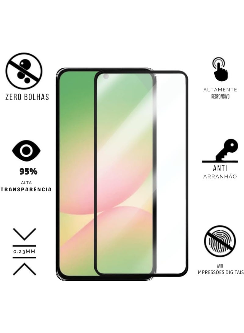 واقي شاشة زجاجي بإطار أسود لهاتف Samsung Galaxy A36 - A56 - S24 FE - Image 2