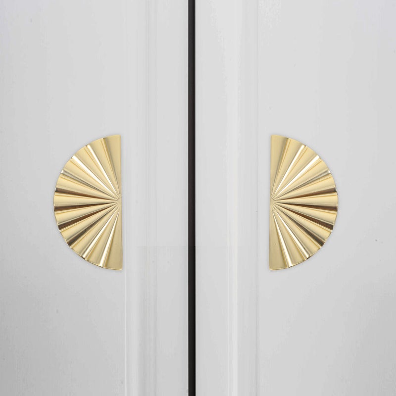 2pcs Semi-Circle Antique Golden Handles For Cabinet Closet And Shoe Cabinet Doors Vintage Pulls Dresser Drawers Handles Replacement - Image 3