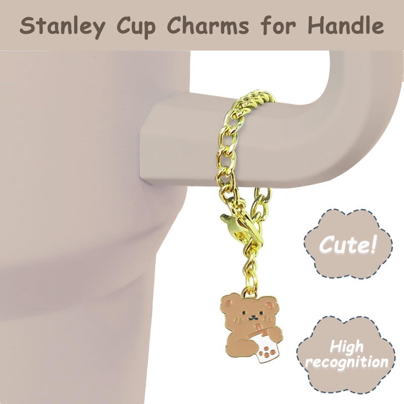 vikgle Stanley Cup Accessories Set,Including 2 Pcs 0.4in Straw Cover, 1 Silicone Spill-Proof Stopper Set of 3, 1 Cute Bear Handle Charm, 1 Silicone Boot Fits Stanley 40&30 Oz Tumbler (Almond Rose) - Image 3