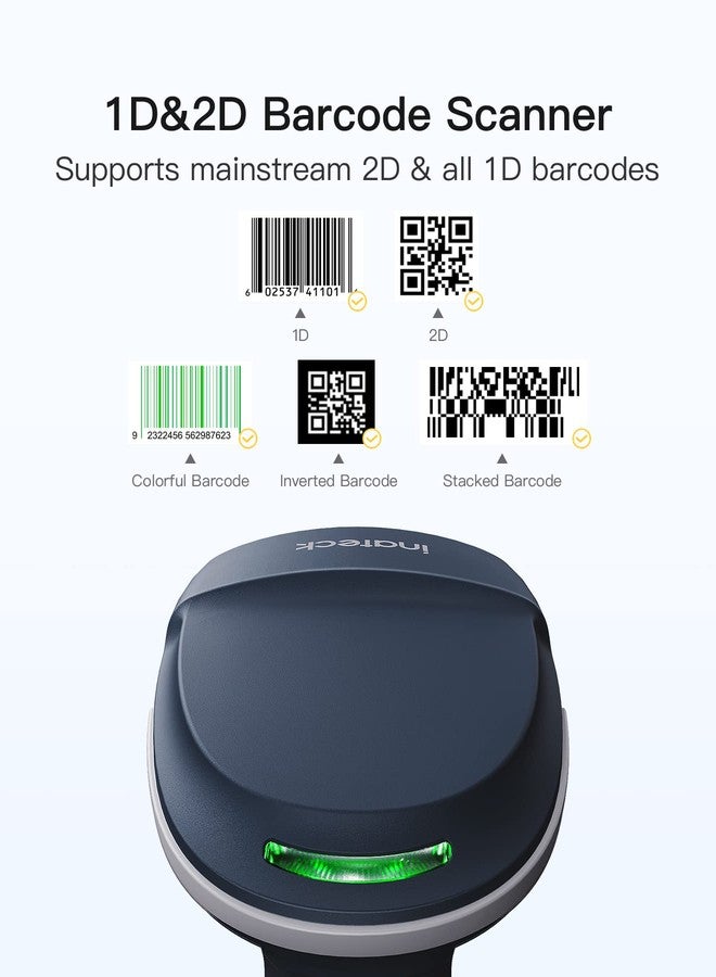 Inateck QR Barcode Scanner, 2D Wireless Barcode Scanner, 3 in 1 Barcode Reader, Screen Scanning, BCST-54 Blue - Image 2