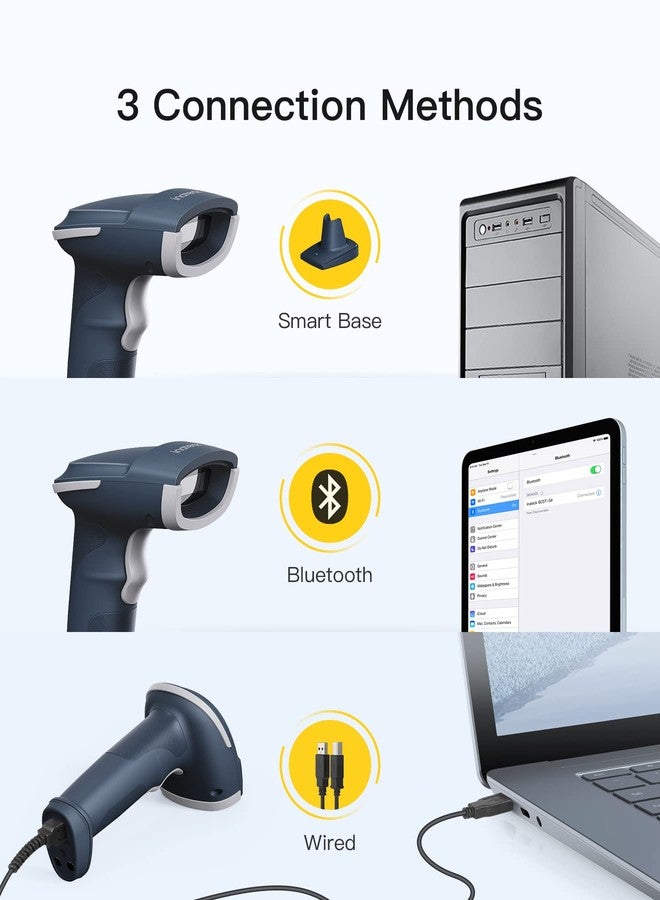 Inateck QR Barcode Scanner, 2D Wireless Barcode Scanner, 3 in 1 Barcode Reader, Screen Scanning, BCST-54 Blue - Image 4