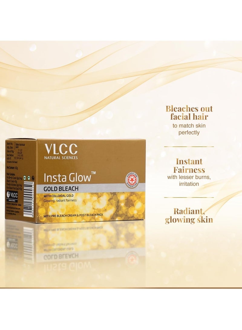 VLCC Insta Glow Gold Bleach - 402g | With Colloidal Glow For Glowing Fairness | Skin Brightening Bleach | Perfect Skin Match, Reduces Facial Hair Visibility, Brightens Complexion. - Image 4