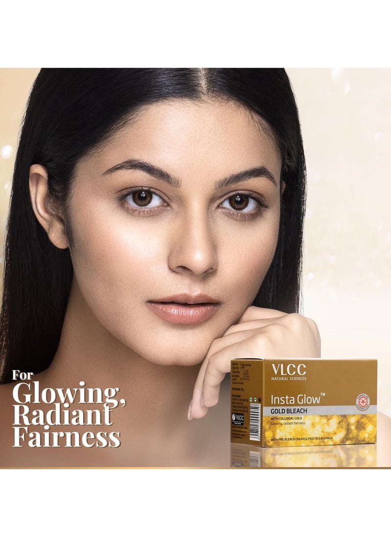 VLCC Insta Glow Gold Bleach - 402g | With Colloidal Glow For Glowing Fairness | Skin Brightening Bleach | Perfect Skin Match, Reduces Facial Hair Visibility, Brightens Complexion. - Image 3