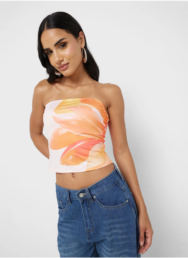 جينجر Bandeau Floral Print Top