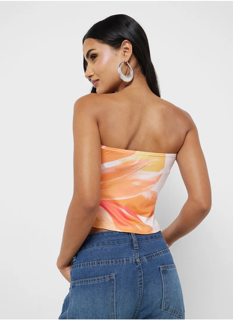 جينجر Bandeau Floral Print Top