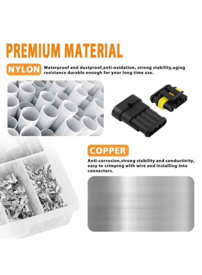 كيلا مجموعة موصلات كهربائية طرفية، 352 قطعة، معبأ في علبة، طقم موصلات أسلاك مصابيح زينون، موصلات كهربائية ذات 1/2/3/4 دبابيس، مقاومة للماء، موصلات كهربائية للسيارات - Image 2
