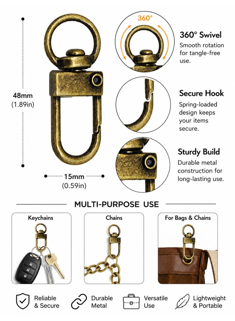 2PCS Copper Swivel Snap Hooks for Bags Keychains and DIY Straps - Image 5