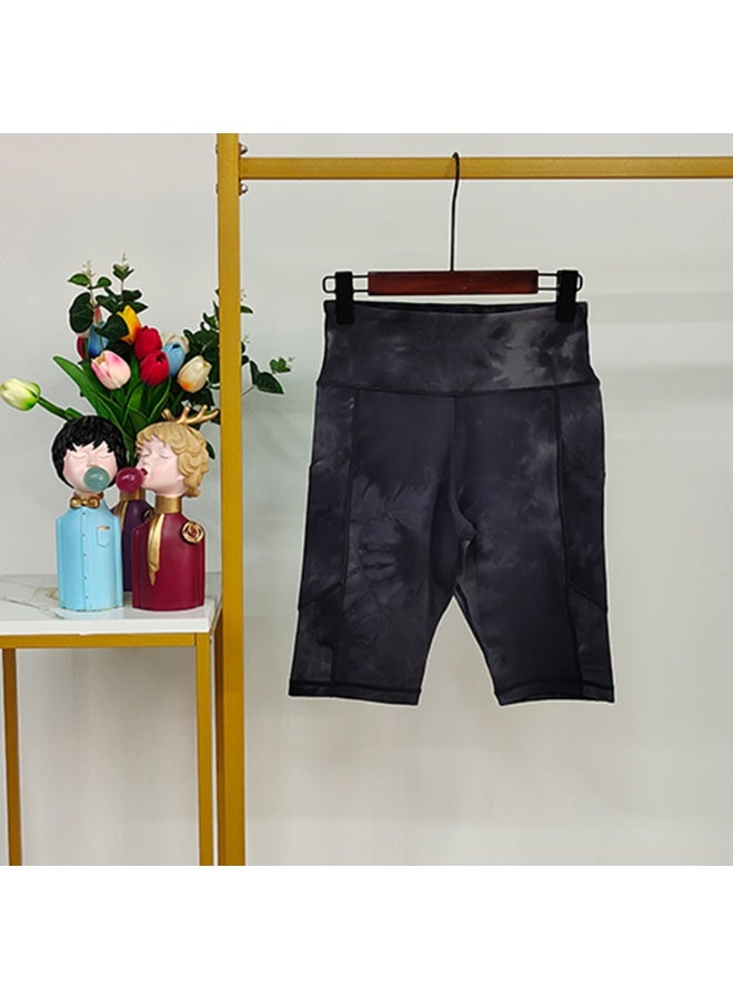 عام التعادل صبغ النساء الدراجات السراويل الرياضة اليوغا قصيرة طماق مع جيوب تشغيل رياضة اللياقة البدنية السراويل - Image 2