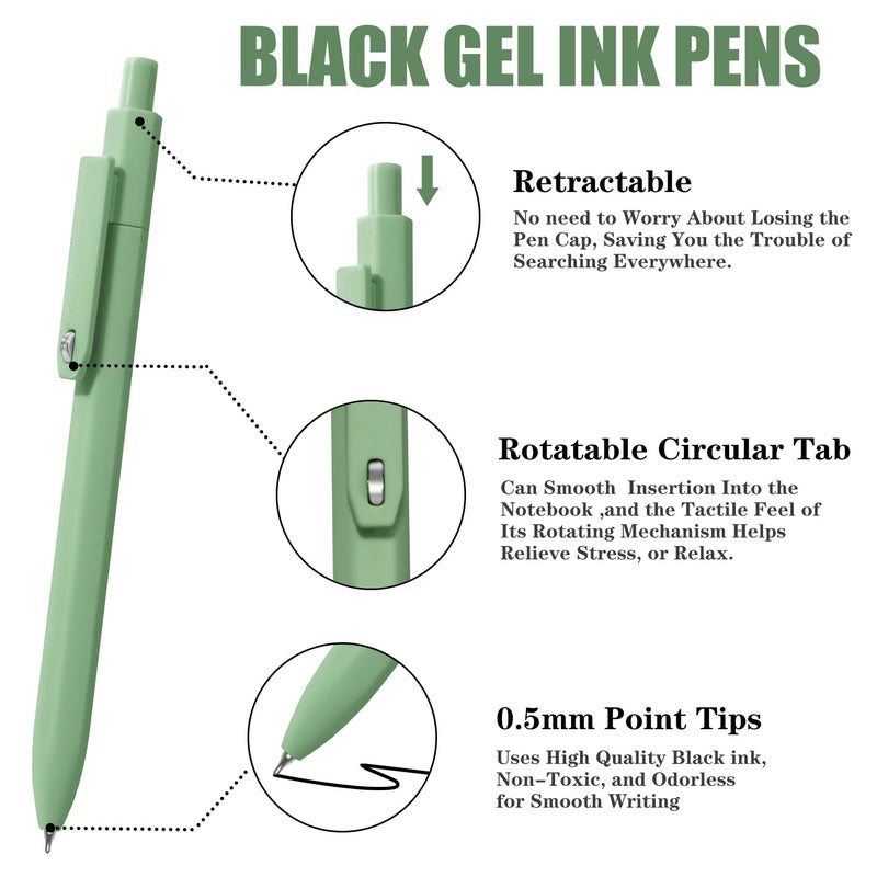 Vitoler Gel Pens, 8 pcs Cute Pens Black Ink, 0.5 mm Fine Point Smooth Writing Pen, Quick Drying Pen for Teacher Supplies, Stocking Stuffers for Nurses - Image 2