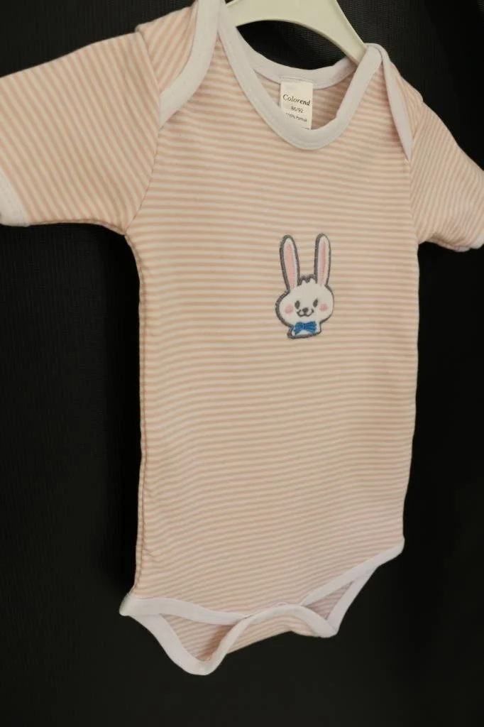 Colorend Cotton Short Sleeve Snap-On Baby Bodysuit Undershirt