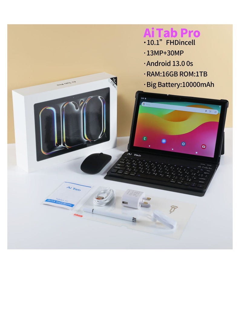AirTab - 10.1 -Inch Smart Tablet AIRTAB PRO Android 13 Tablet With 1TB Storage and 16GB RAM Quad Core Wi-Fi LTE Dual Sim with Touch Pen and Keyboard - BLUE - Image 1