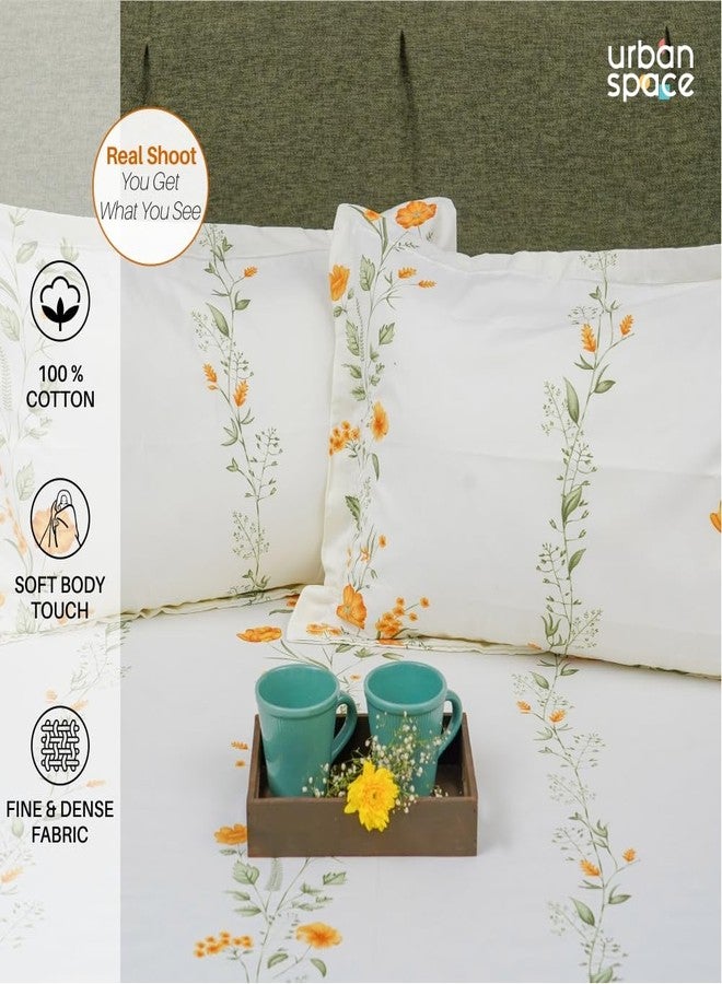Urban Space Serene 100% Cotton 200 TC Printed Bedsheet for Single Bed with 1 Pillow Cover (Size 58 x 90 inches, Veil Bloom - Yellow) - Image 4