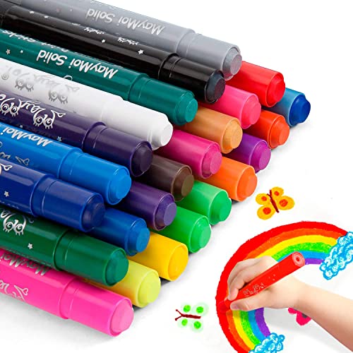 MayMoi Washable Tempera Paint Sticks NonToxic Quick Drying No Mess Paint Sticks Best Art Birthday Gifts 24 Colors