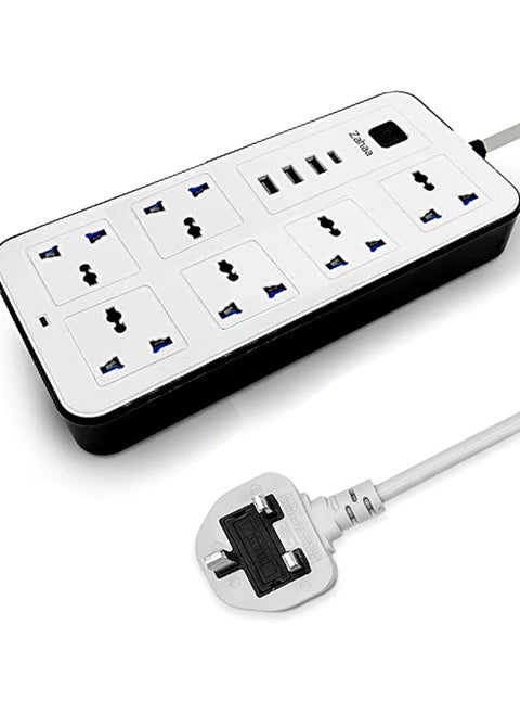 5m Extension Cord Protector Power Strip with 6 Outlets, 3 USB-A Ports, 1 USB-C Port, Flat Plug, Wall Mountable, Desk USB Charging Station, Ideal for All Electronic Devices