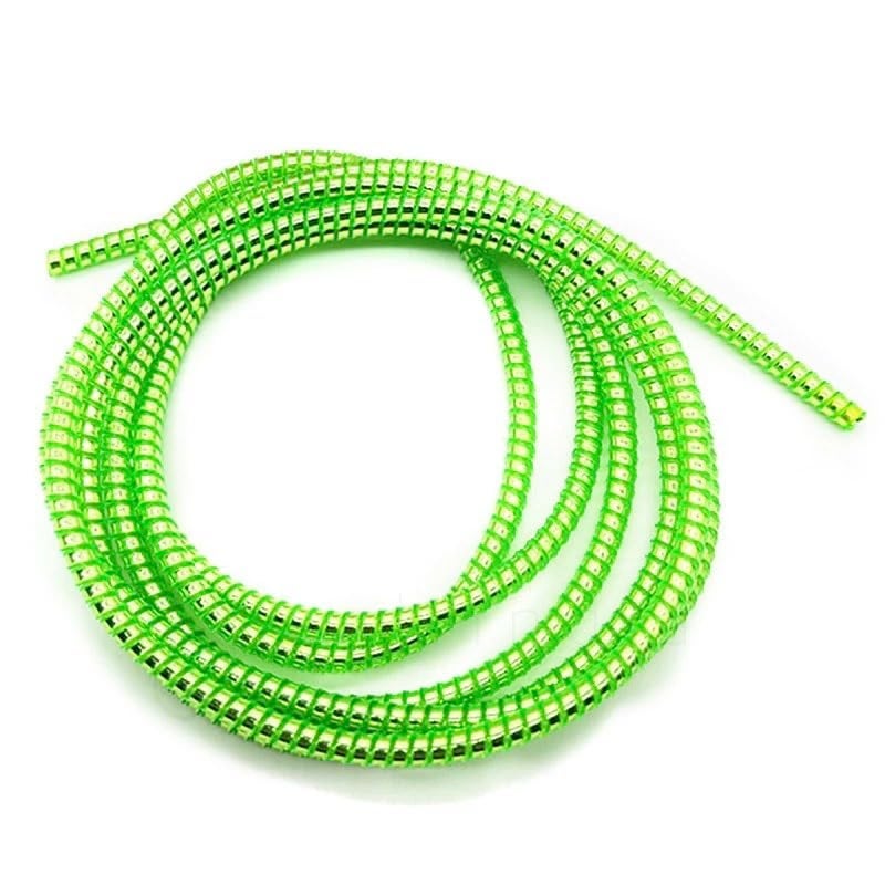 Redclip Metallic Finish Spiral Protector for Cable, Wire Repair, Pet Cord, Headphone Saver - 1.5 Meters (2 Pcs) - Wrap/Cover for Mac Charging, USB Tube, Earphone (Green) - Image 1