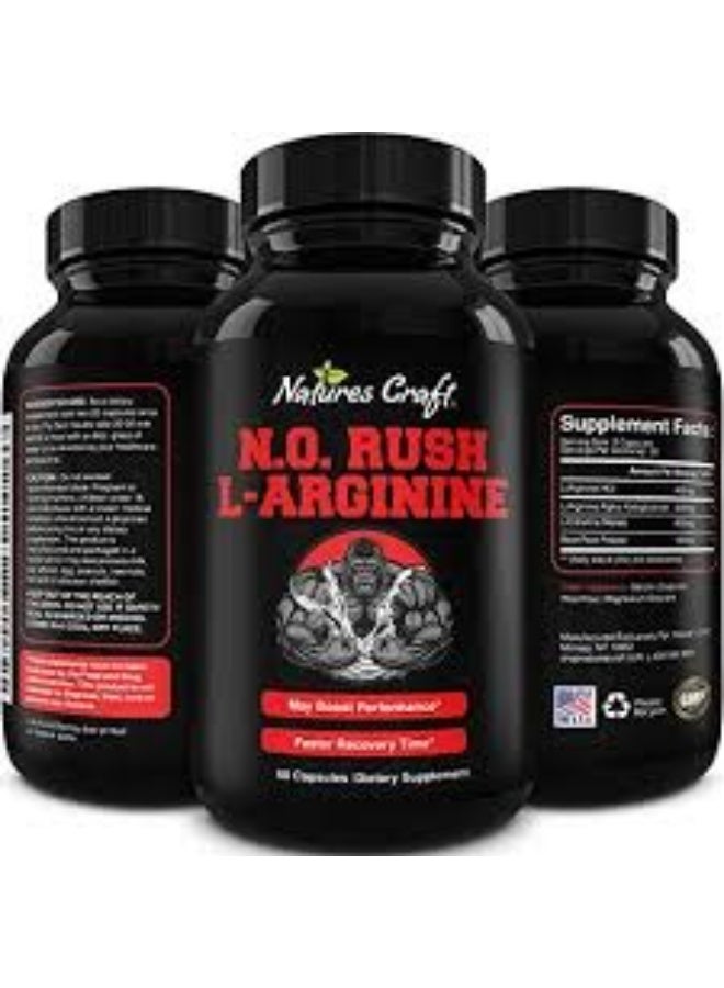 Nitric Oxide Support Pills - Natural Workout Supplement & Exercise Enhancer - Boost Energy Strength Recovery Muscle Builder - Pure L-Arginine & L-Citrulline Amino Acid Capsules 60 capsules