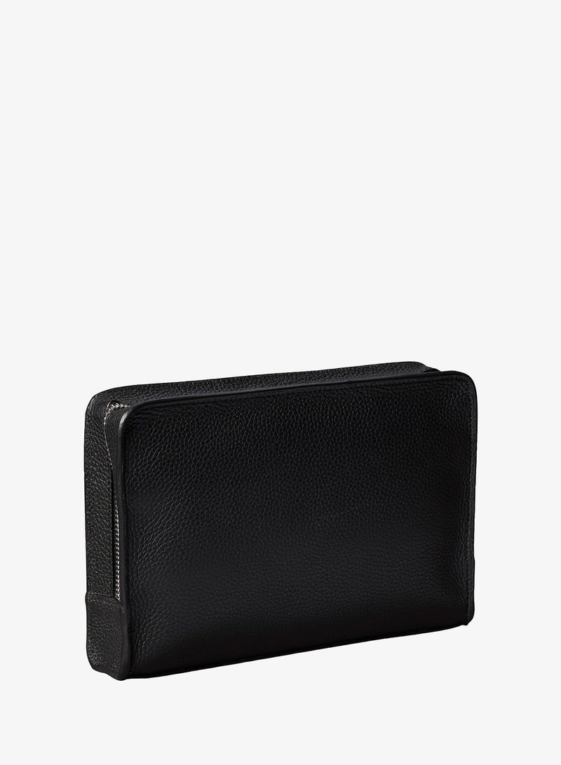CALVIN KLEIN Small Full-Grain Leather Logo Wash Bag - Image 2