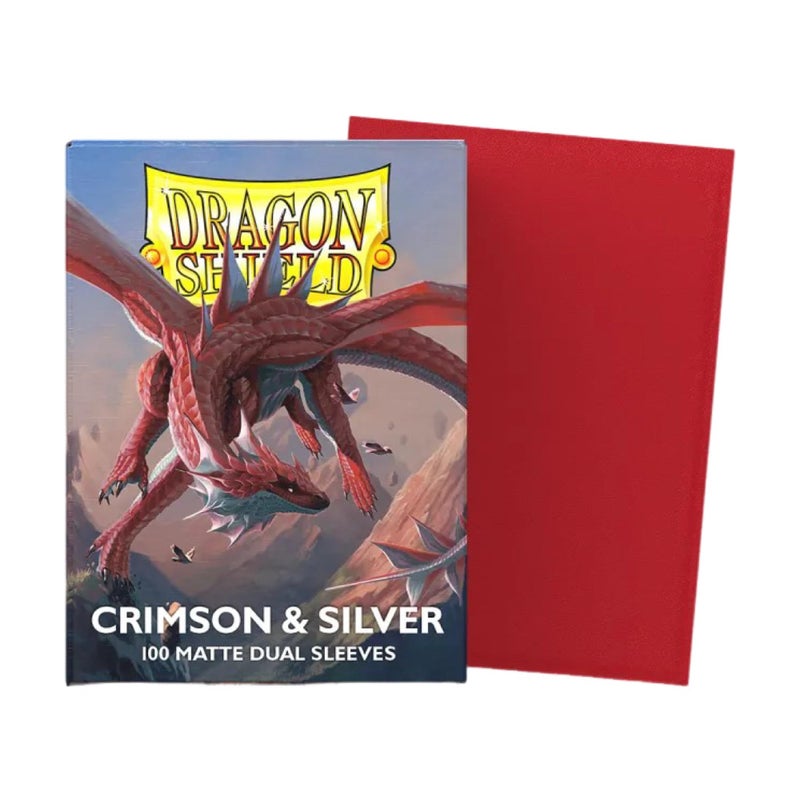 Dragon Shield | Matte Dual Standard Size Card Sleeves | 100ct - Smooth & Tough Premium TCG Sleeves - Compatible with Pokemon, One Piece, and Magic: The Gathering | Crimson & Silver - Image 2