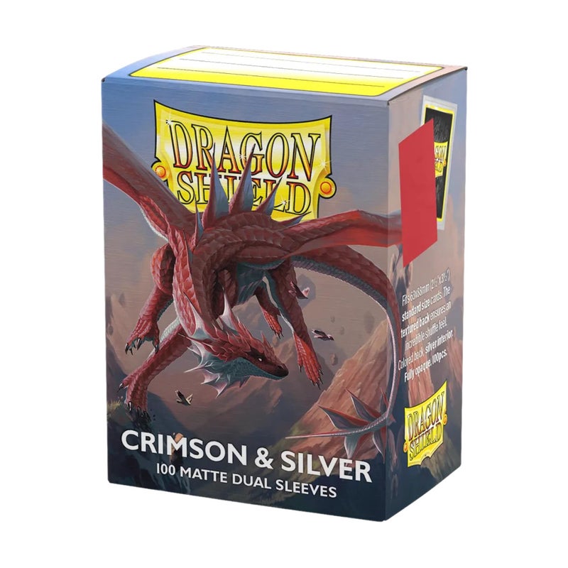 Dragon Shield | Matte Dual Standard Size Card Sleeves | 100ct - Smooth & Tough Premium TCG Sleeves - Compatible with Pokemon, One Piece, and Magic: The Gathering | Crimson & Silver - Image 1
