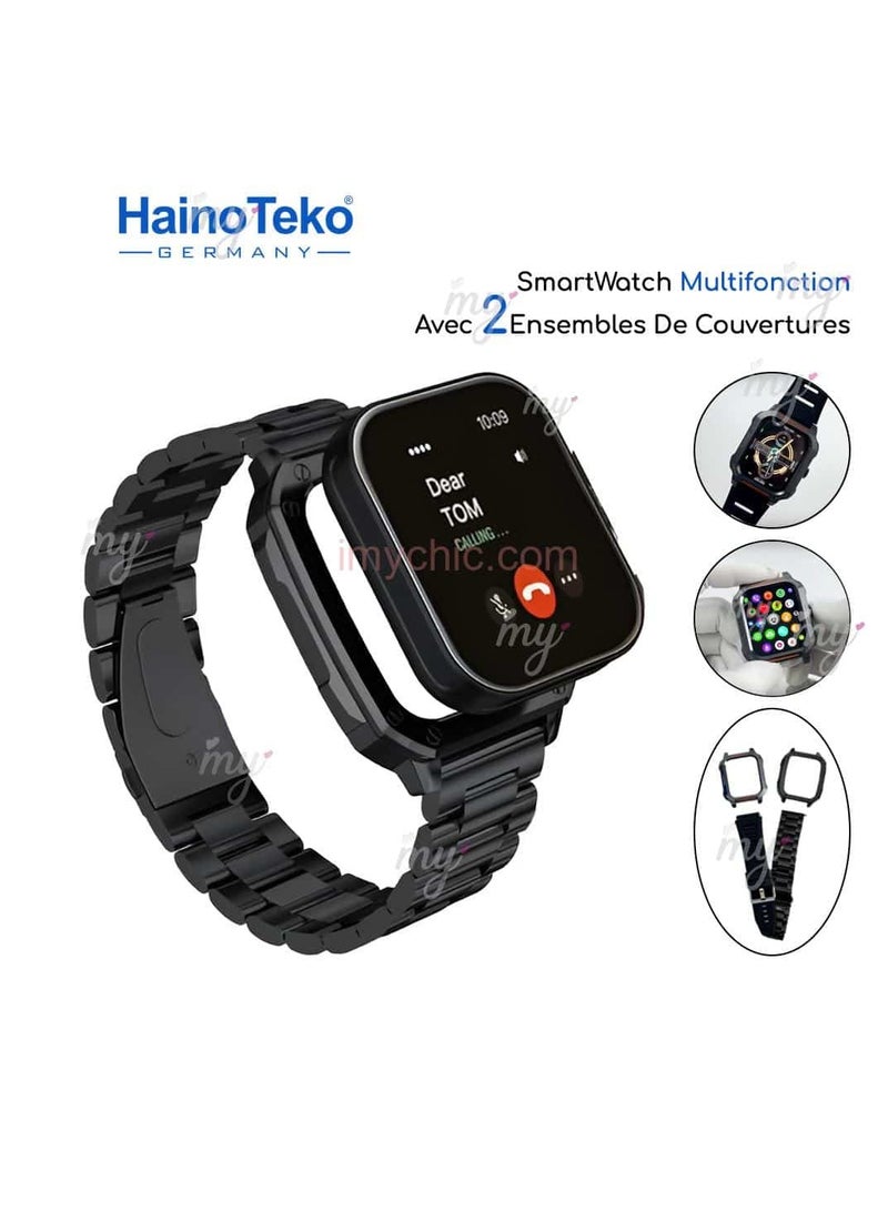 Haino Teko Germany S3 Max Smart Watch With 2 Set Strap and Dial Case and Wireless Charger For Men's and Boys Black - Image 3