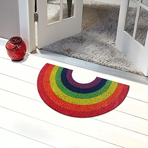ATMAH Rainbow Shaped Coir Doormat 40 x 75 cm | Decorative Entrance Mat | Anti Slip PVC Backing | Indoor Covered Outdoor Door Mat - Image 4