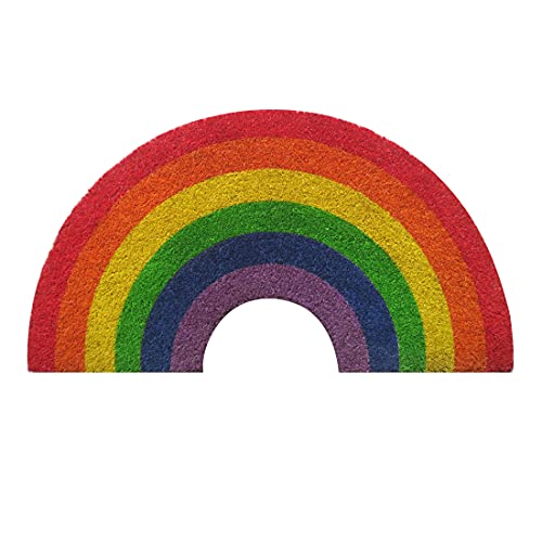 ATMAH Rainbow Shaped Coir Doormat 40 x 75 cm | Decorative Entrance Mat | Anti Slip PVC Backing | Indoor Covered Outdoor Door Mat - Image 1
