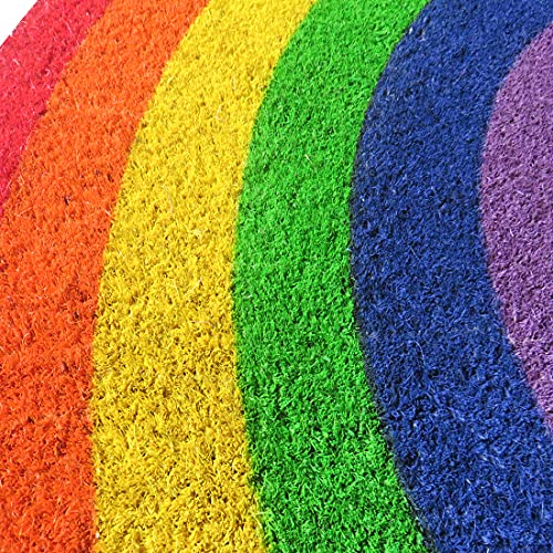ATMAH Rainbow Shaped Coir Doormat 40 x 75 cm | Decorative Entrance Mat | Anti Slip PVC Backing | Indoor Covered Outdoor Door Mat - Image 3