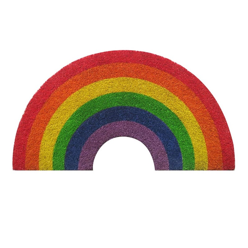 ATMAH Rainbow Shaped Coir Doormat 40 x 75 cm | Decorative Entrance Mat | Anti Slip PVC Backing | Indoor Covered Outdoor Door Mat - Image 5