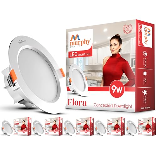 Murphy Flora 9W LED Down Light, Cool White Light, Round, Pack of 6, Recessed Ceiling LED Light, Suited for 3 inch Junction Box/Concealed Box (2 Years Warranty) | Pack of 6 - Image 1