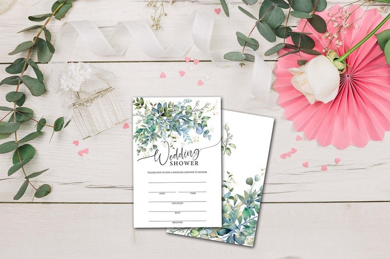 Tedea Greenery Wedding Shower Invitations, Floral Bridal Shower Invitations, Bridal Shower Invites for Engagement Party, Wedding, Bridal Shower, Set of 25 Invitations & 25 Envelopes (B02) - Image 5