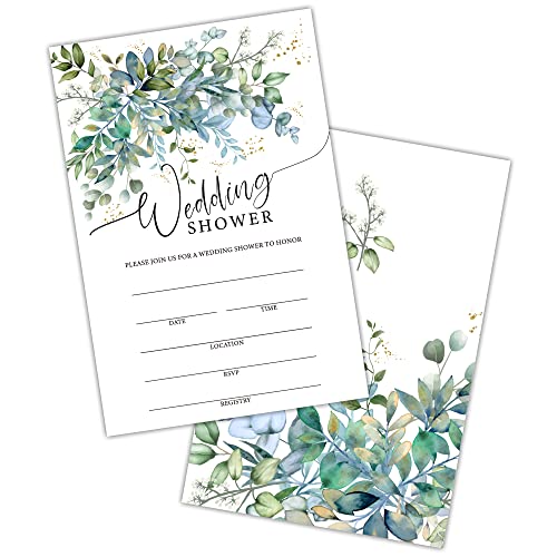 Tedea Greenery Wedding Shower Invitations, Floral Bridal Shower Invitations, Bridal Shower Invites for Engagement Party, Wedding, Bridal Shower, Set of 25 Invitations & 25 Envelopes (B02) - Image 1