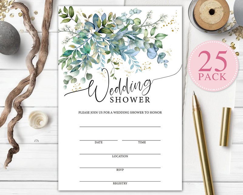 Tedea Greenery Wedding Shower Invitations, Floral Bridal Shower Invitations, Bridal Shower Invites for Engagement Party, Wedding, Bridal Shower, Set of 25 Invitations & 25 Envelopes (B02) - Image 3