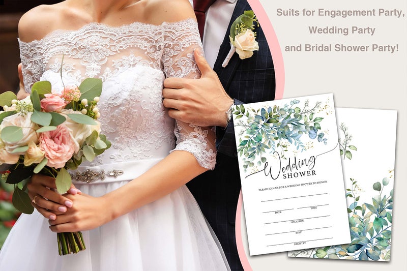 Tedea Greenery Wedding Shower Invitations, Floral Bridal Shower Invitations, Bridal Shower Invites for Engagement Party, Wedding, Bridal Shower, Set of 25 Invitations & 25 Envelopes (B02) - Image 4