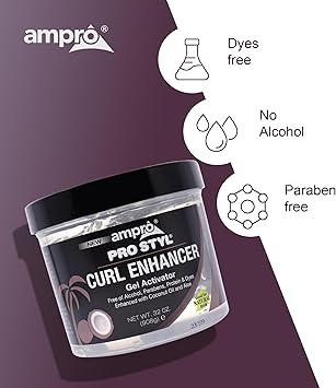 Ampro جل تنشيط تجعيد الشعر من أمبرو برو ستايل مع زيت جوز الهند لترطيب وتعريف التجاعيد والأمواج يساعد في حماية وترطيب شعيرات الشعر يهدئ ويضيف لمعاناً للشعر 908 جرام - Image 5