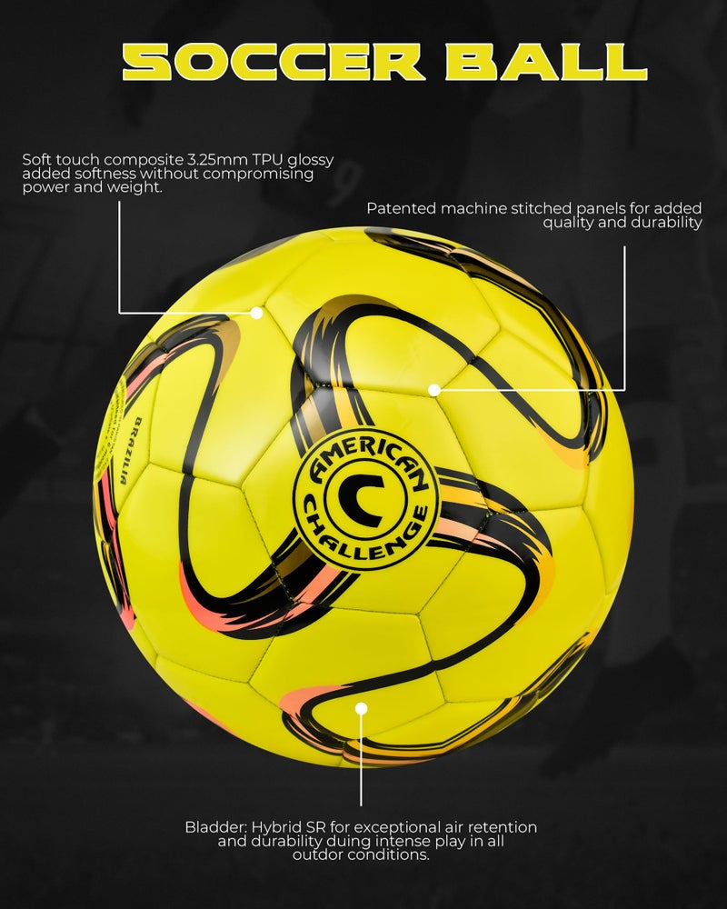 American Challenge Brasilia Soccer Ball – Sizes 5, 4, 3 & 2 – Youth & Adult Training Soccer Ball for Practice, Games & Grass Fields - Image 2