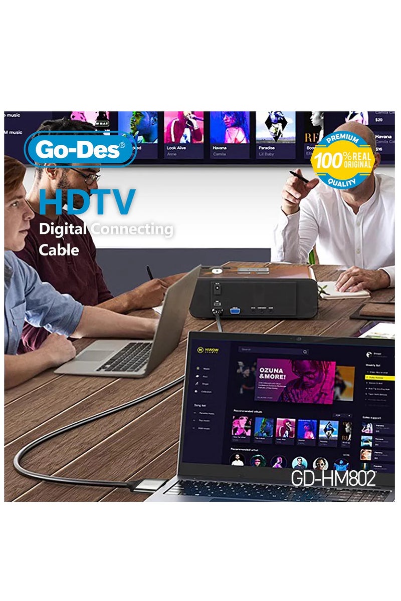 Go-Des 4K HDMI 2.0 Digital Cable 3D Ultra HD 3840*2160 Sync Audio Video Mirror Extended Display for TV Laptop Projector 3M - Image 2