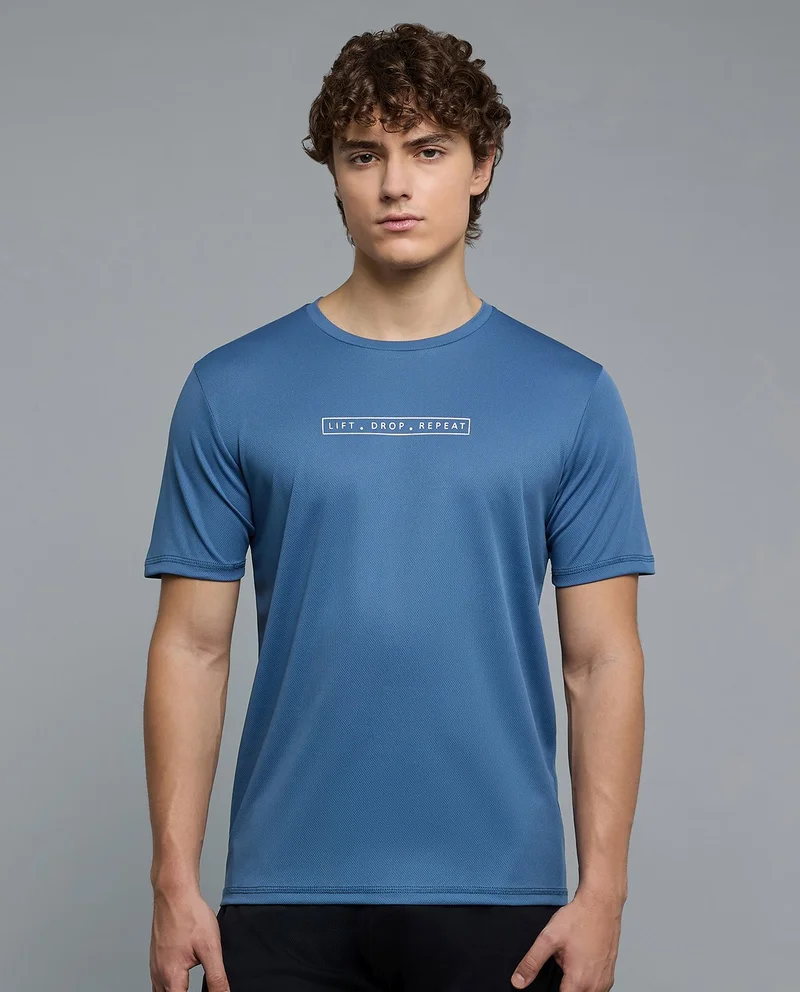 R&B Printed Active T-Shirt with Crew Neck and Short Sleeves
