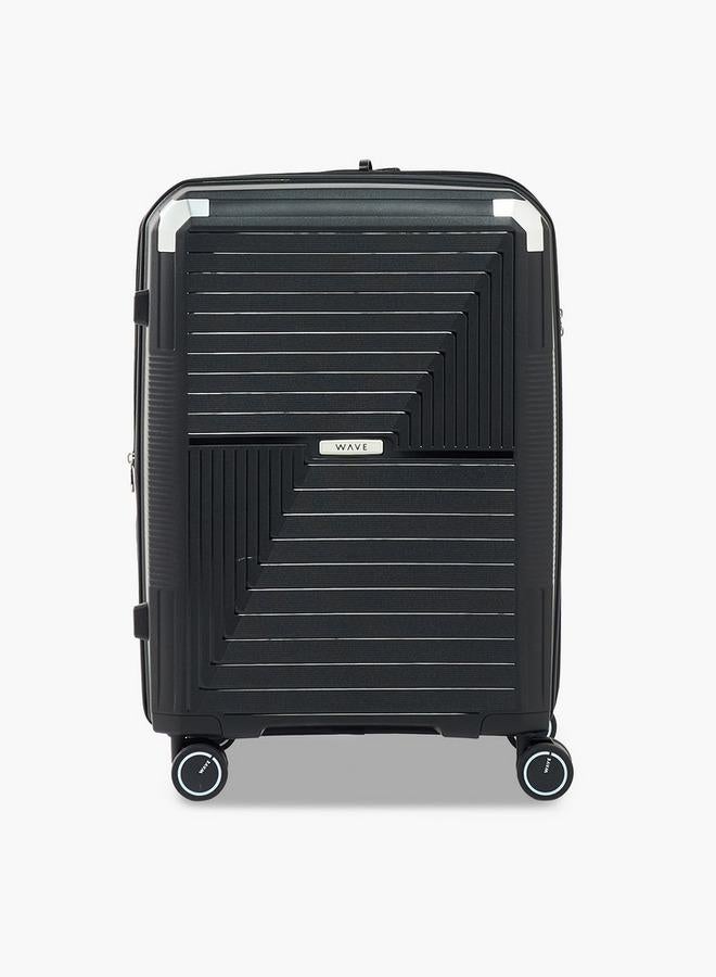 Wave Textured Hardcase Luggage Trolley With Retractable Handle - 24 Inches Check-In Bag - Image 2