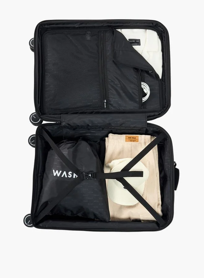 Wave BLACK Textured Hardcase Luggage Trolley With Retractable Handle - 24 Inches Check-In Bag  | Best Price UAE