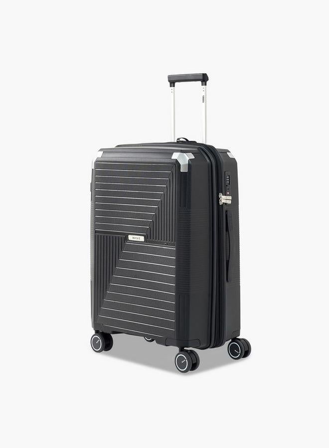 Wave Textured Hardcase Luggage Trolley With Retractable Handle - 24 Inches Check-In Bag - Image 1