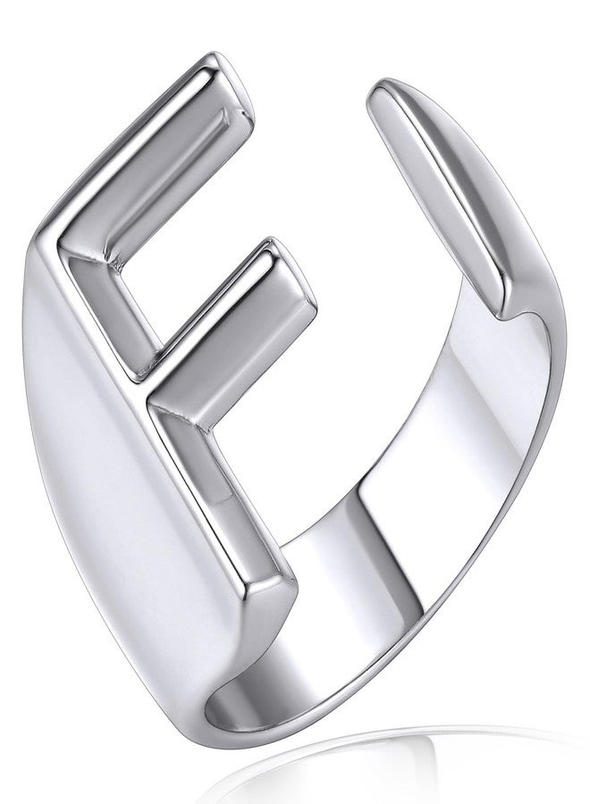 KeyStyle Initial F Statement Ring, White Gold Letter Rings for Women Name Jewelry - Image 1