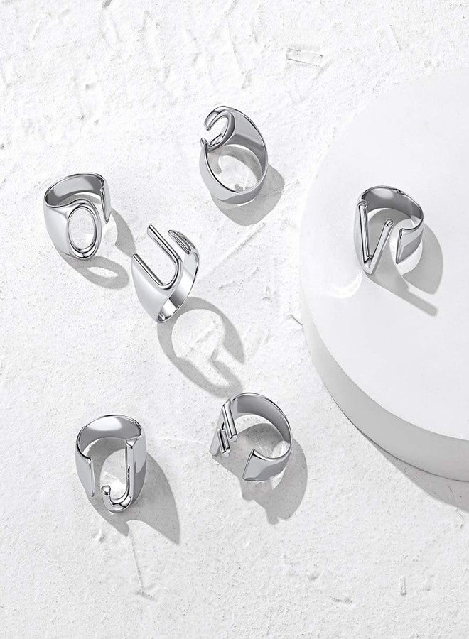 KeyStyle Initial F Statement Ring, White Gold Letter Rings for Women Name Jewelry - Image 5