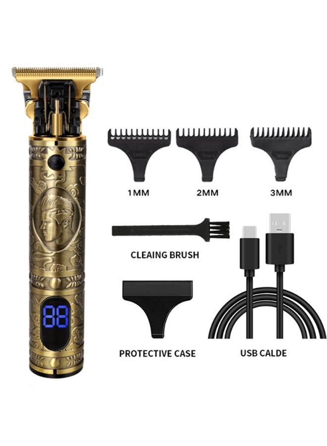 YACD D-001 Professional Cordless Hair Clipper with Digital LED Display, Precision T-Blade, Lithium Battery, USB Charging, 120 Minutes Runtime, 4 Guide Combs for Hair Beard and Neck Trimming - Image 1