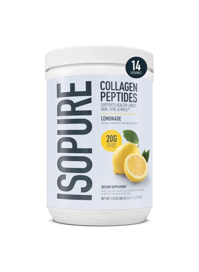 Isopure Collagen Peptides Powder, Promotes Health of Hair, Nails, Skin and Joints, with Vitamin C and Biotin, Lemonade, 20g Collagen Peptides Per Serving, 11oz, 14 - Image 1